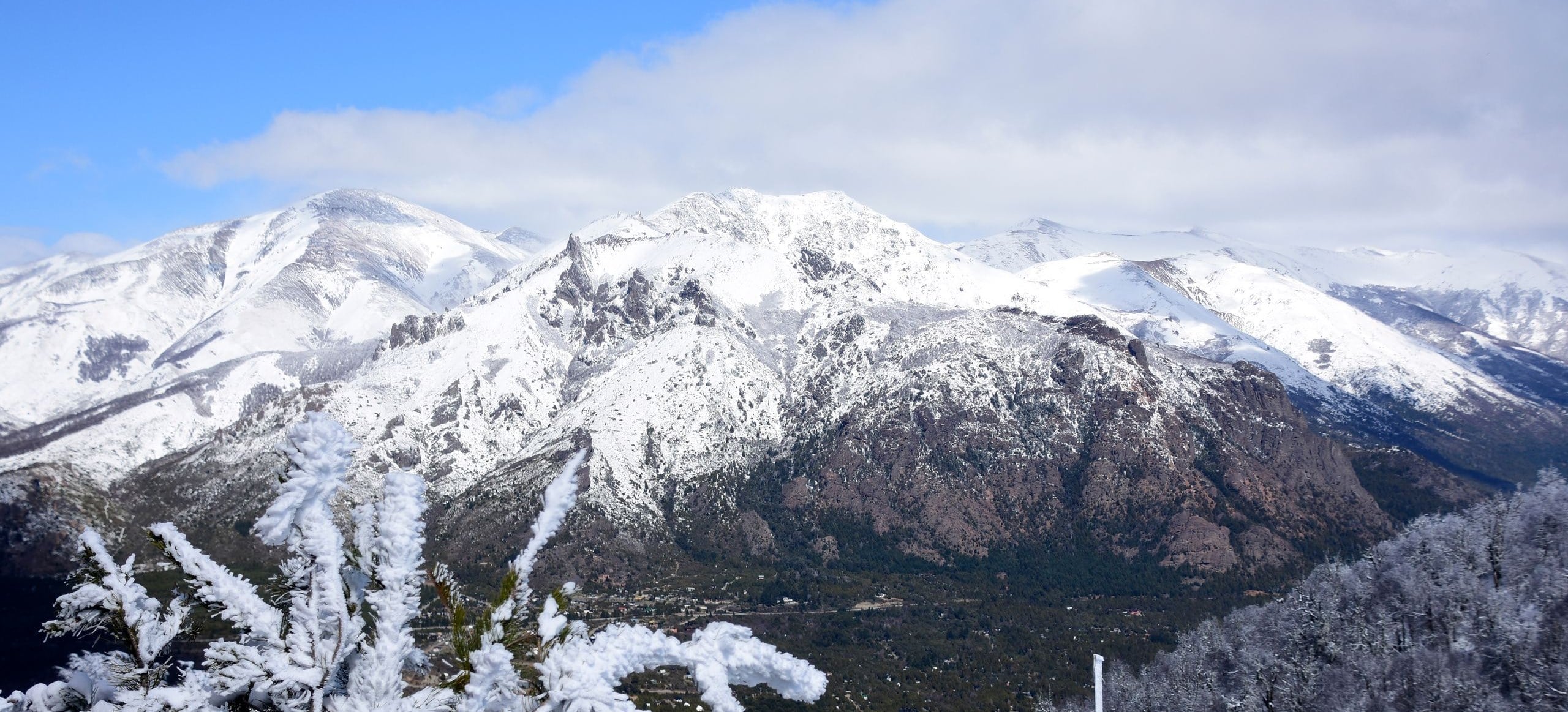 Cerro Catedral under snow at dusk, above Bariloche
