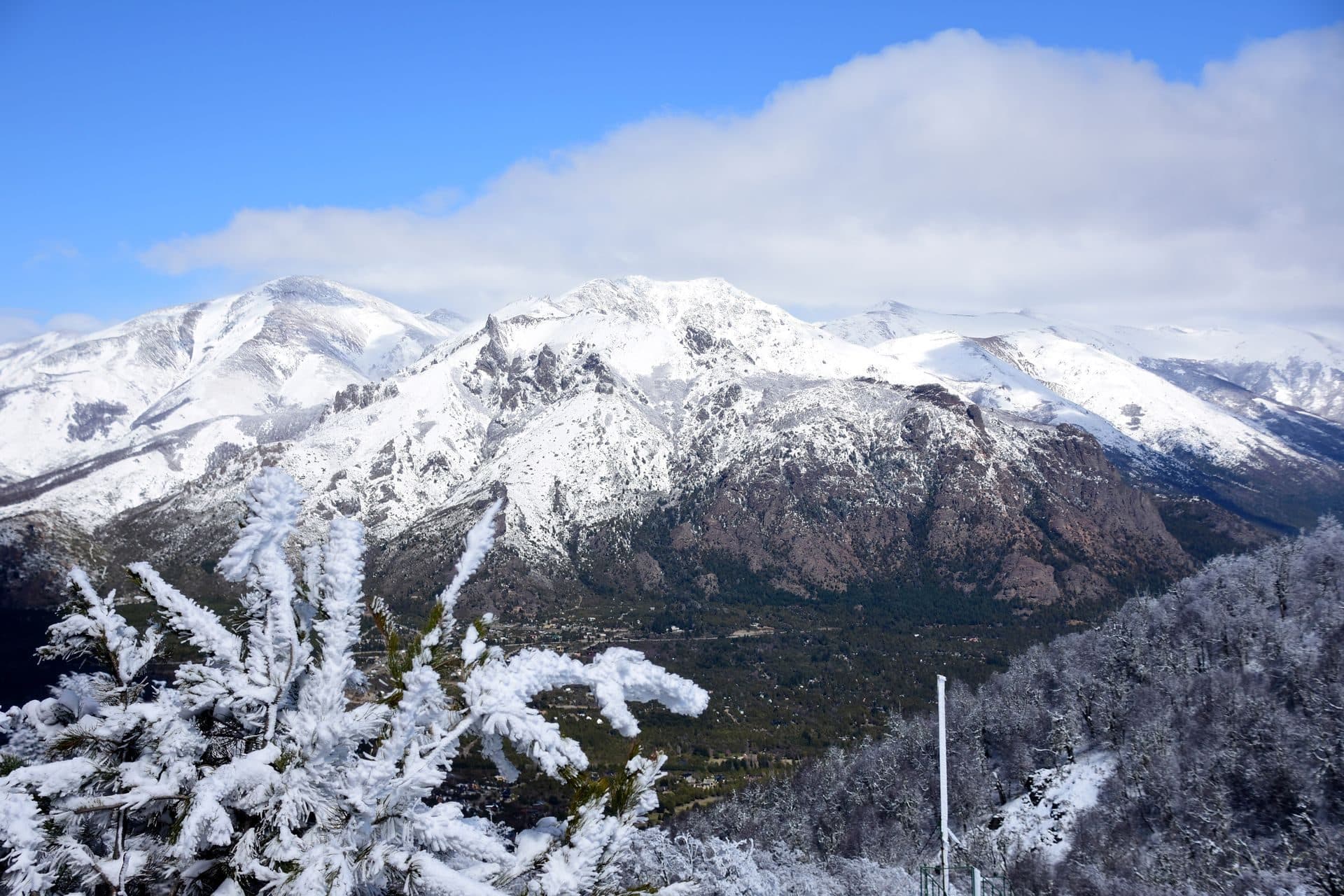Snow-covered peaks above Bariloche in the Patagonian winter